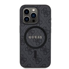 Guess PU Leather 4G Colored Ring MagSafe Case for iPhone 15 Pro Max Black цена и информация | Чехлы для телефонов | 220.lv