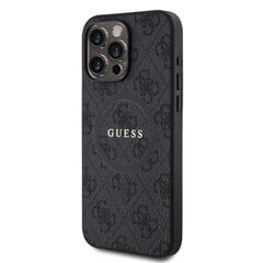 Guess PU Leather 4G Colored Ring MagSafe Case for iPhone 15 Pro Max Black цена и информация | Чехлы для телефонов | 220.lv