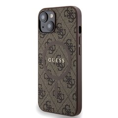Guess PU Leather 4G Colored Ring MagSafe Case for iPhone 15 Pro Max Black цена и информация | Чехлы для телефонов | 220.lv