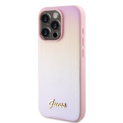 Guess PU Leather Iridescent Metal Script Case for iPhone 15 Pro Pink цена и информация | Чехлы для телефонов | 220.lv