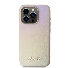 Guess PU Leather Iridescent Metal Script Case for iPhone 15 Pro Gold цена и информация | Чехлы для телефонов | 220.lv