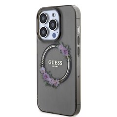 Guess PC|TPU Flowers Ring Glossy Logo MagSafe Case for iPhone 15 Transparent цена и информация | Чехлы для телефонов | 220.lv