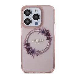 Guess PC|TPU Flowers Ring Glossy Logo MagSafe Case for iPhone 15 Pro Transparent цена и информация | Чехлы для телефонов | 220.lv