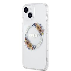 Guess PC|TPU Flowers Ring Glossy Logo MagSafe Case for iPhone 15 Transparent цена и информация | Чехлы для телефонов | 220.lv