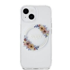 Guess PC|TPU Flowers Ring Glossy Logo MagSafe Case for iPhone 15 Pro Transparent цена и информация | Чехлы для телефонов | 220.lv