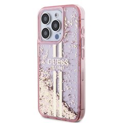 Guess PC|TPU Liquid Glitter Gold Stripe Case for iPhone 15 Pro Max Transparent цена и информация | Чехлы для телефонов | 220.lv