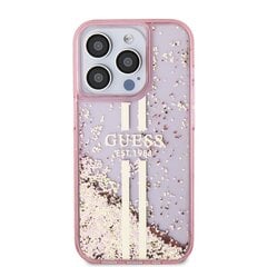 Guess PC|TPU Liquid Glitter Gold Stripe Case for iPhone 15 Pro Pink цена и информация | Чехлы для телефонов | 220.lv