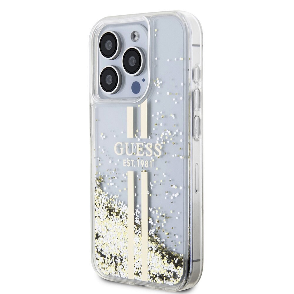 Guess TPU Liquid Glitter Gold Stripe Case cena un informācija | Telefonu vāciņi, maciņi | 220.lv