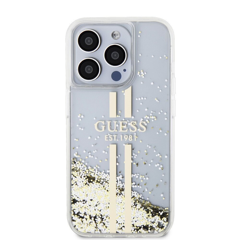 Guess TPU Liquid Glitter Gold Stripe Case cena un informācija | Telefonu vāciņi, maciņi | 220.lv