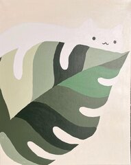 Glezniecība pēc cipariem Winder Arts Kaķis un lapa, 40x50cm cena un informācija | Gleznas pēc numuriem | 220.lv