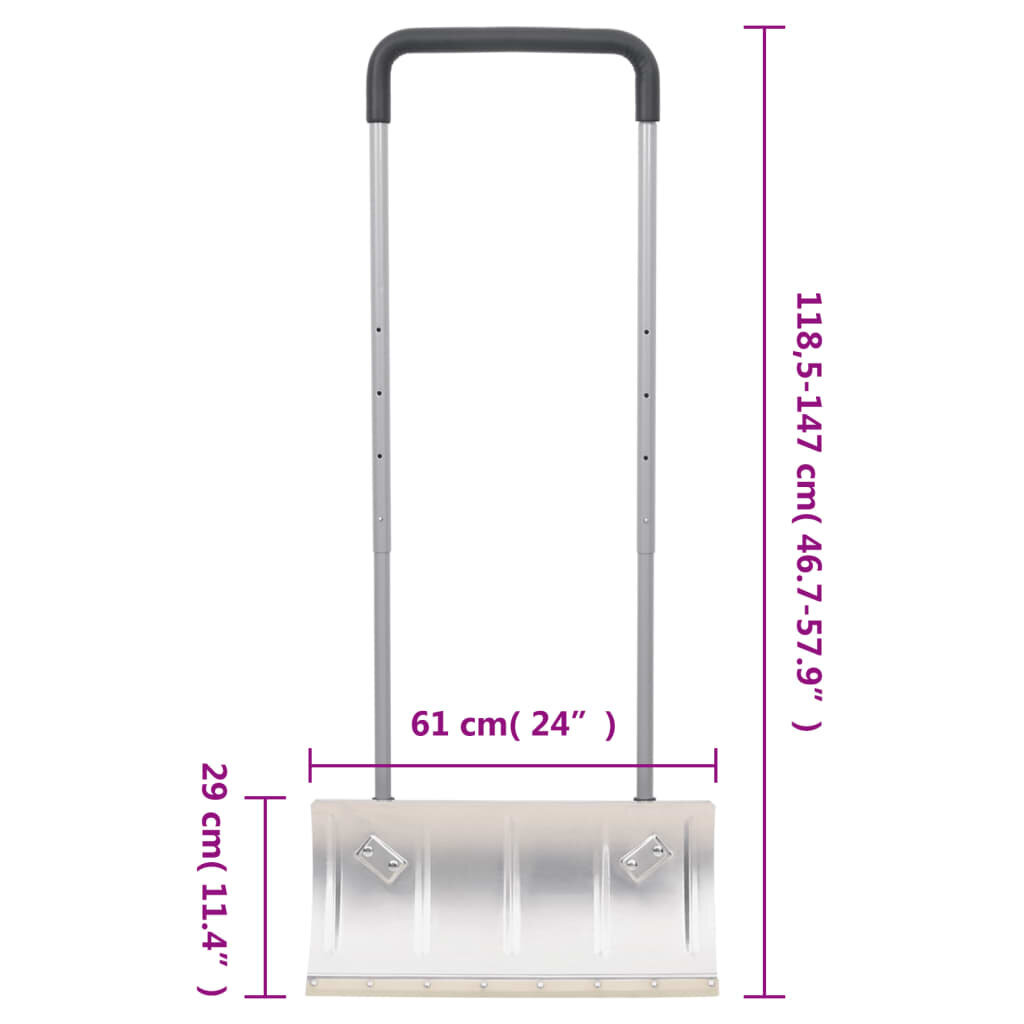 Sniega lāpsta ar izvelkamu rokturi vidaXL, 61 cm, sudraba цена и информация | Sniega lāpstas, stūmēji | 220.lv