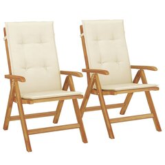 2-vu dārza krēslu komplekts ar spilveniem vidaXL, bēšs cena un informācija | Dārza krēsli | 220.lv
