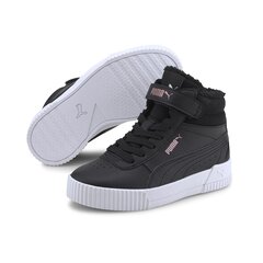 Повседневные кроссовки для девочек Puma Carina Mid FUR PS 30968401, черные цена и информация | Стильные кеды для детей | 220.lv