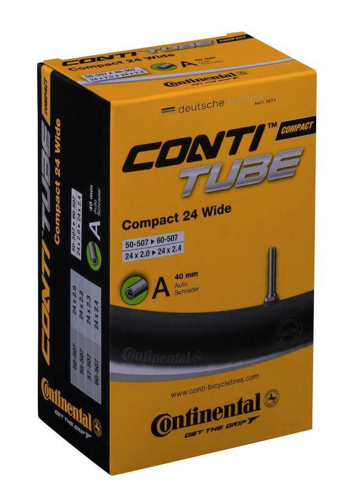 Velosipēda riepu kamera Continental Compact 24, melna цена и информация | Velo riepas, kameras | 220.lv