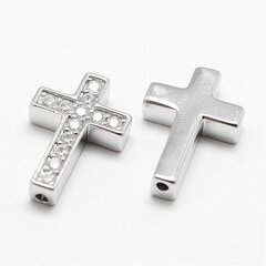 Misiņa ieliktnis Cross ar cirkonija cilpām 18,8x12,8x3,8 mm cena un informācija | Rotu veidošana, pērļošana | 220.lv