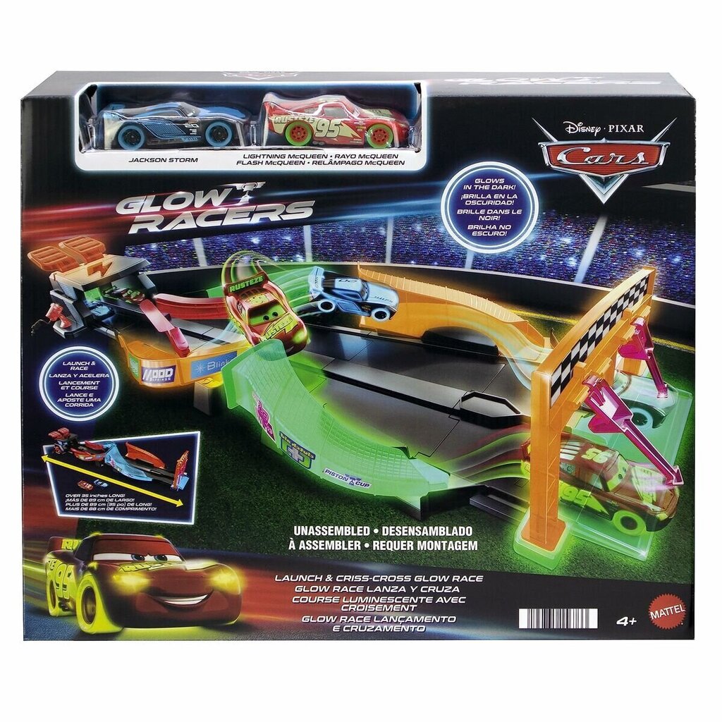 Tumsā spīdoša starta trase ar automašīnām Glow Racers Cars цена и информация | Rotaļlietas zēniem | 220.lv