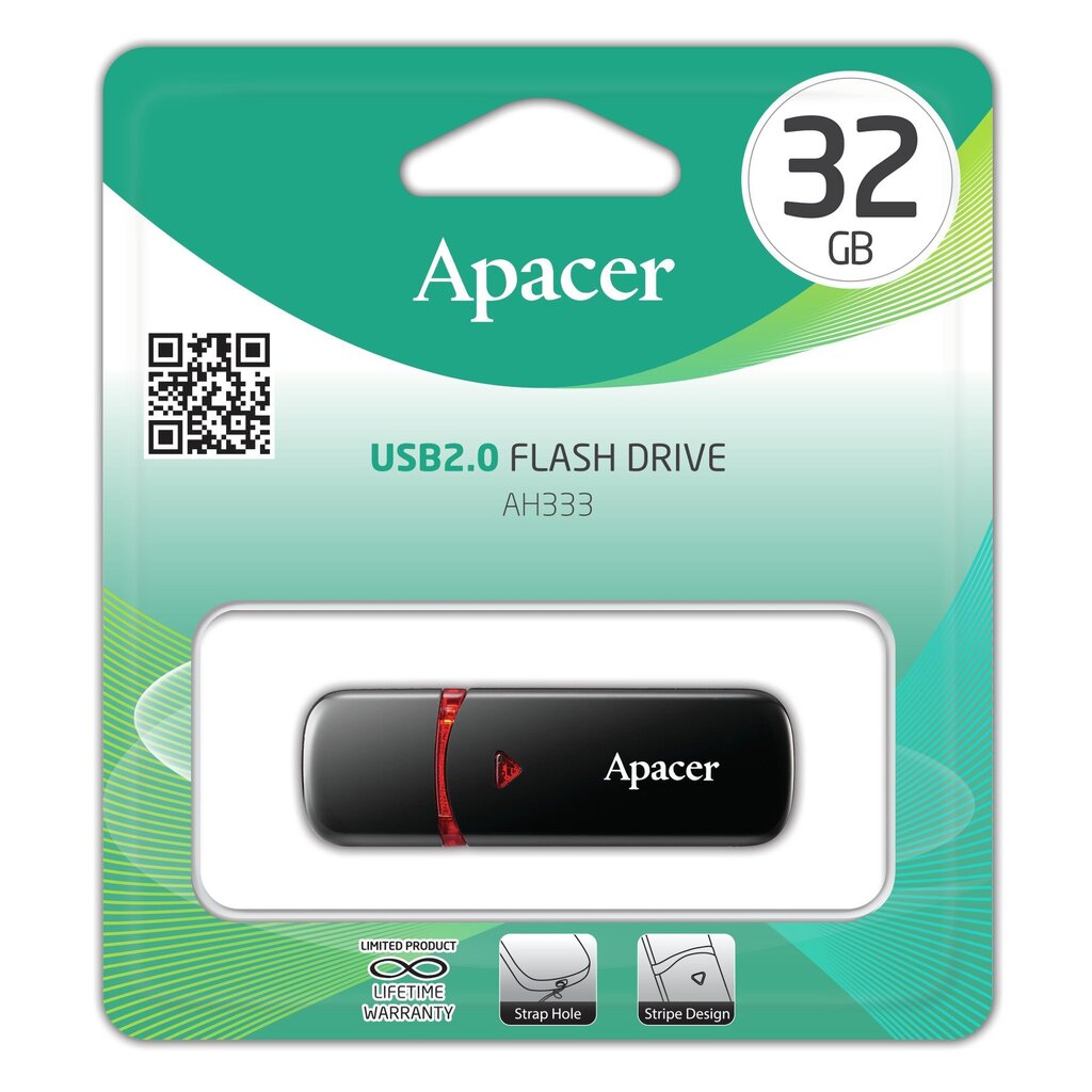 APACER USB2.0 Flash Drive AH333 32GB Bla цена и информация | USB Atmiņas kartes | 220.lv