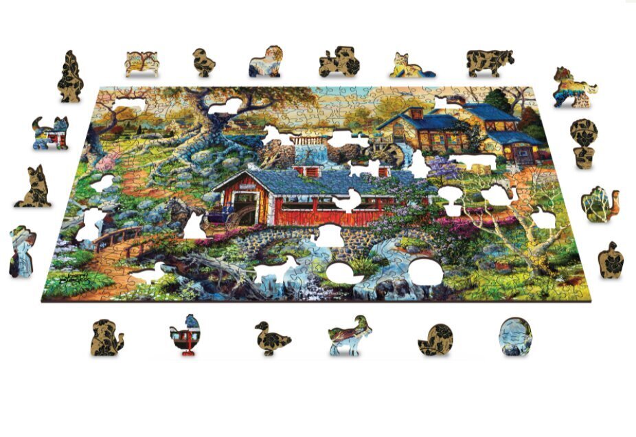 Koka puzle Wooden City Lauku tilti, 500 gab. cena un informācija | Puzles, 3D puzles | 220.lv