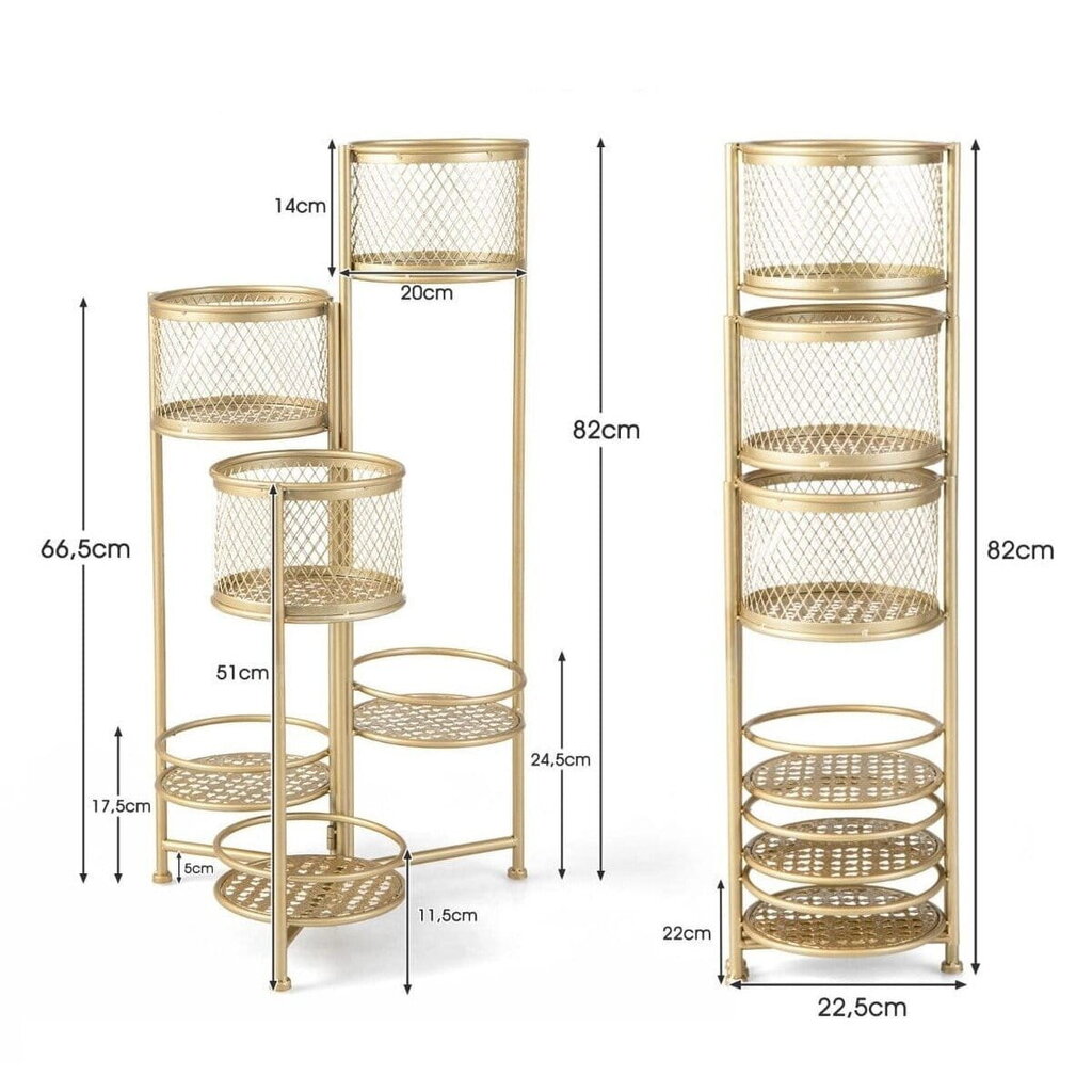 Costway zelta ziedu statīvs, 82 cm cena un informācija | Ziedu statīvi, puķu podu turētāji | 220.lv