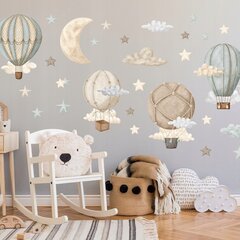 Bērnu sienas uzlīmes ar baloniem un mākoņiem, 60 cm x 150 cm cena un informācija | Griestu, sienu dekoru elementi | 220.lv