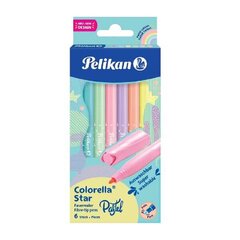 PELIKAN фломастеры Colorella Star, пастельные, круглые, 6 цветов цена и информация | Принадлежности для рисования, лепки | 220.lv