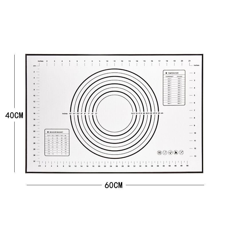 Silikona dēlis, paklājs ar mēroga izmēru 60x40 cm - pelēks цена и информация | Virtuves piederumi | 220.lv