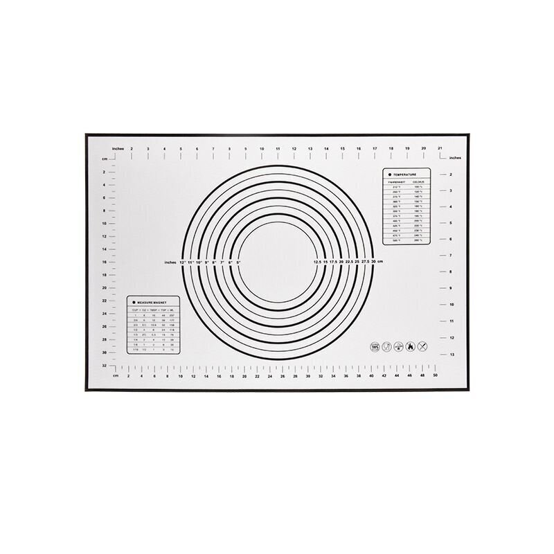 Silikona dēlis, paklājs ar mēroga izmēru 60x40 cm - pelēks цена и информация | Virtuves piederumi | 220.lv