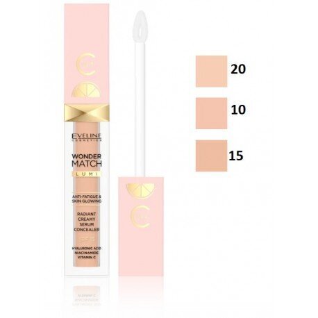 Korektors Eveline Wonder Match Anti-Fatigue & Skin Glowing Brightening Creamy Concealer 10 SPF20, 6,8 ml цена и информация | Grima bāzes, tonālie krēmi, pūderi | 220.lv