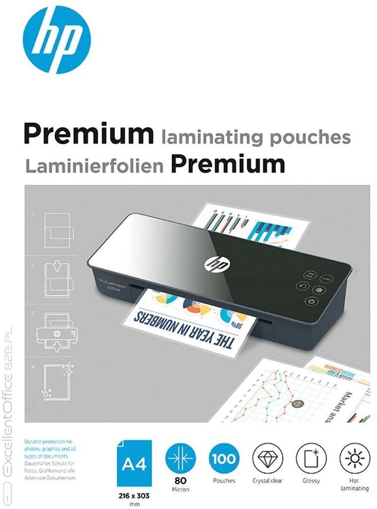 Laminēšanas aploksnes HP Premium, A4, 100 gab. cena un informācija | Kancelejas preces | 220.lv