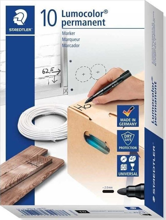 Marķieris Staedtler Lumocolor S352-9, melns, 10 gab. цена и информация | Kancelejas preces | 220.lv