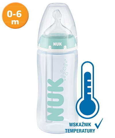 Pudele ar temperatūras indikatoru NUK Anti Colic, 0-6 mēneši, 300 ml cena un informācija | Bērnu pudelītes un to aksesuāri | 220.lv