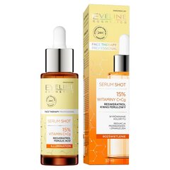 Sejas serums Eveline Serum Shot 15% Vitamin C + Cg, 30 ml cena un informācija | Serumi sejai, eļļas | 220.lv