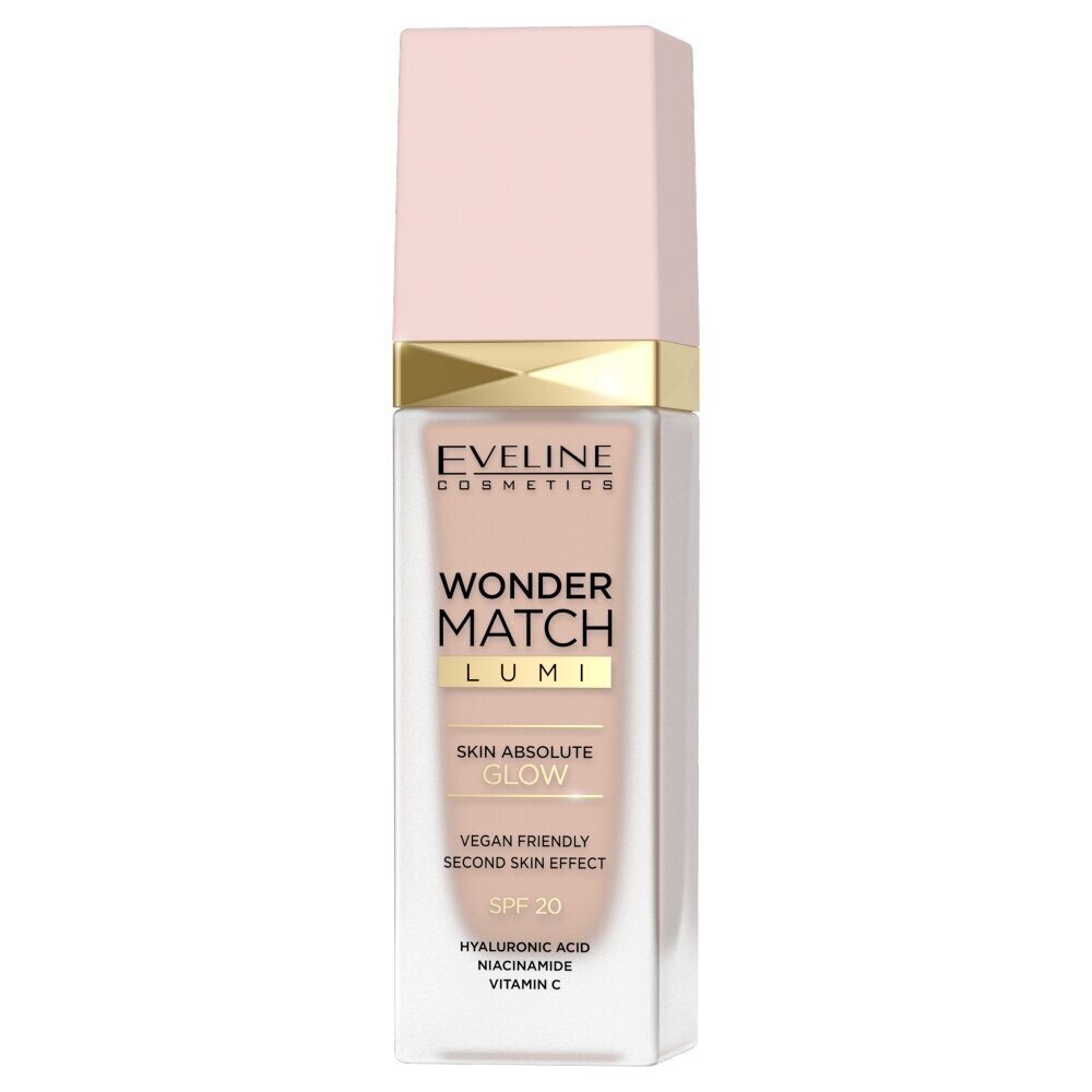 Tonālais krēms Eveline Wonder Match Lumi Skin Absolute Glow SPF20 10 Vanilla, 30 ml cena un informācija | Grima bāzes, tonālie krēmi, pūderi | 220.lv