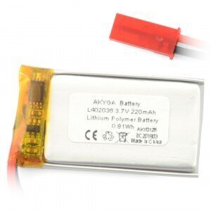 Akyga Li-Pol 220mAh 1S 3.7V cena un informācija | Akumulatori | 220.lv