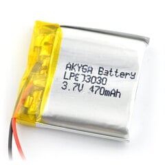 Akyga Li-Pol 470mAh 1S 3.7V cena un informācija | Akumulatori | 220.lv