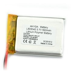 Akyga Li-Pol 560mAh 1S 3.7V цена и информация | Аккумуляторы | 220.lv