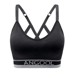 Женский спортивный бюстгальтер Angool, черный цена и информация | Спортивная одежда для женщин | 220.lv
