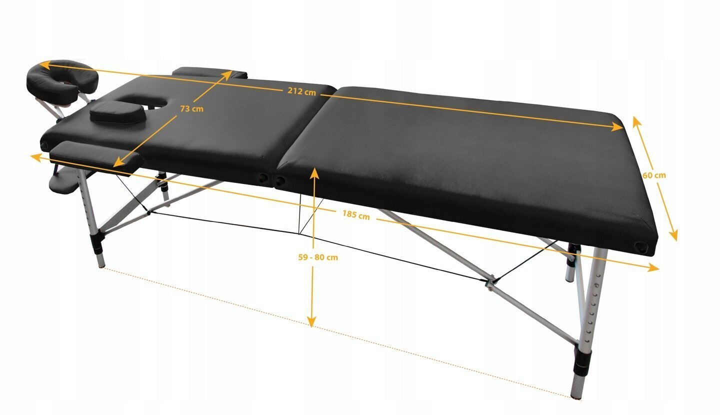 Salokāms masāžas galds I-Coucou A2, 185x60cm, melns cena un informācija | Masāžas piederumi | 220.lv