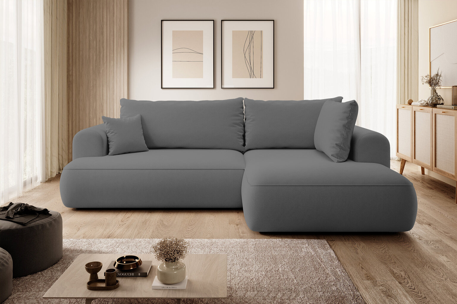 Labās puses stūra dīvāns Selsey Ovo L, pelēks cena un informācija | Stūra dīvāni | 220.lv