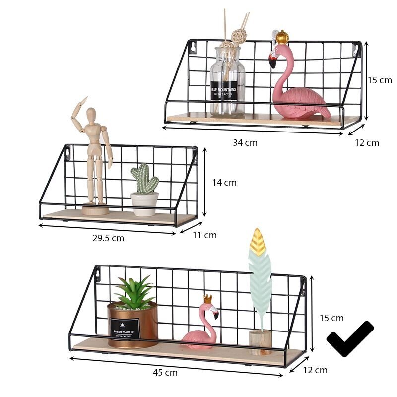 Sienas plaukts 45 cm- melns cena un informācija | Plaukti | 220.lv