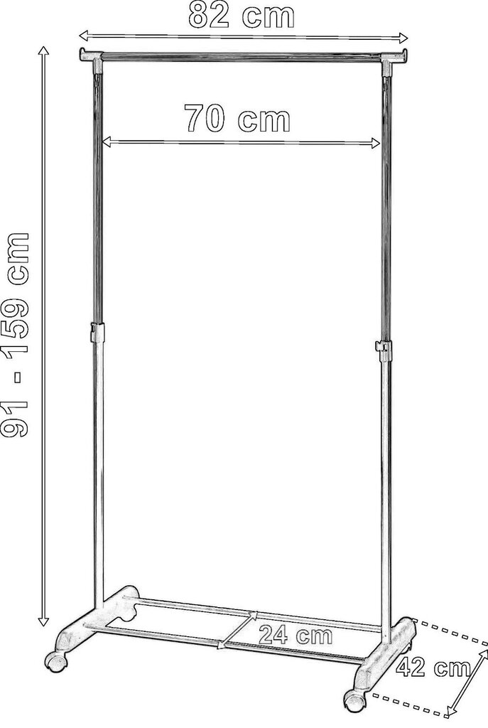 Drēbju pakaramais uz riteņiem IDA, sudraba cena un informācija | Drēbju pakaramie | 220.lv