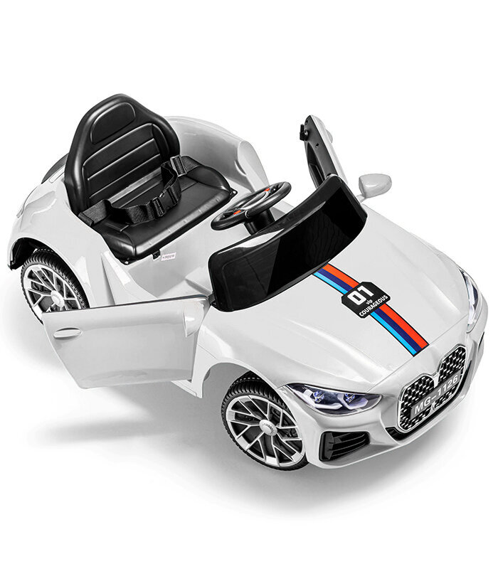 Vienvietīgs BMW stila elektroauto bērniem, balts cena un informācija | Bērnu elektroauto | 220.lv