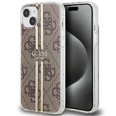 Guess GUHCP15MH4PSEGW iPhone 15 Plus | 14 Plus 6.7" brązowy|brown hardcase IML 4G Gold Stripe цена и информация | Чехлы для телефонов | 220.lv