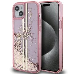 Guess GUHCP15MLFCSEGP iPhone 15 Plus | 14 Plus 6.7" różowy|pink hardcase Liquid Glitter Gold Stripes цена и информация | Чехлы для телефонов | 220.lv