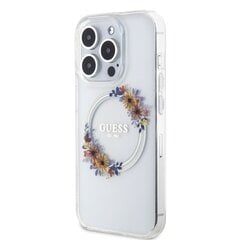 Guess PC|TPU Flowers Ring Glossy Logo MagSafe Case for iPhone 15 Pro Transparent цена и информация | Чехлы для телефонов | 220.lv