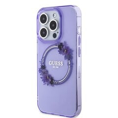 Guess PC|TPU Flowers Ring Glossy Logo MagSafe Case for iPhone 15 Pro Max Purple цена и информация | Чехлы для телефонов | 220.lv