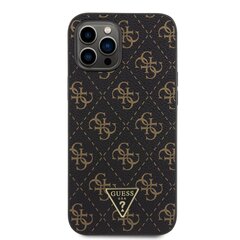 Guess PU Leather 4G Triangle Metal Logo Case for iPhone 12 Pro Max Black цена и информация | Чехлы для телефонов | 220.lv