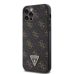 Guess PU Leather 4G Triangle Metal Logo Case for iPhone 12|12 Pro Black цена и информация | Чехлы для телефонов | 220.lv