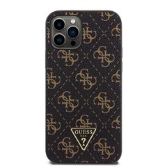 Guess PU Leather 4G Triangle Metal Logo Case for iPhone 15 Black цена и информация | Чехлы для телефонов | 220.lv