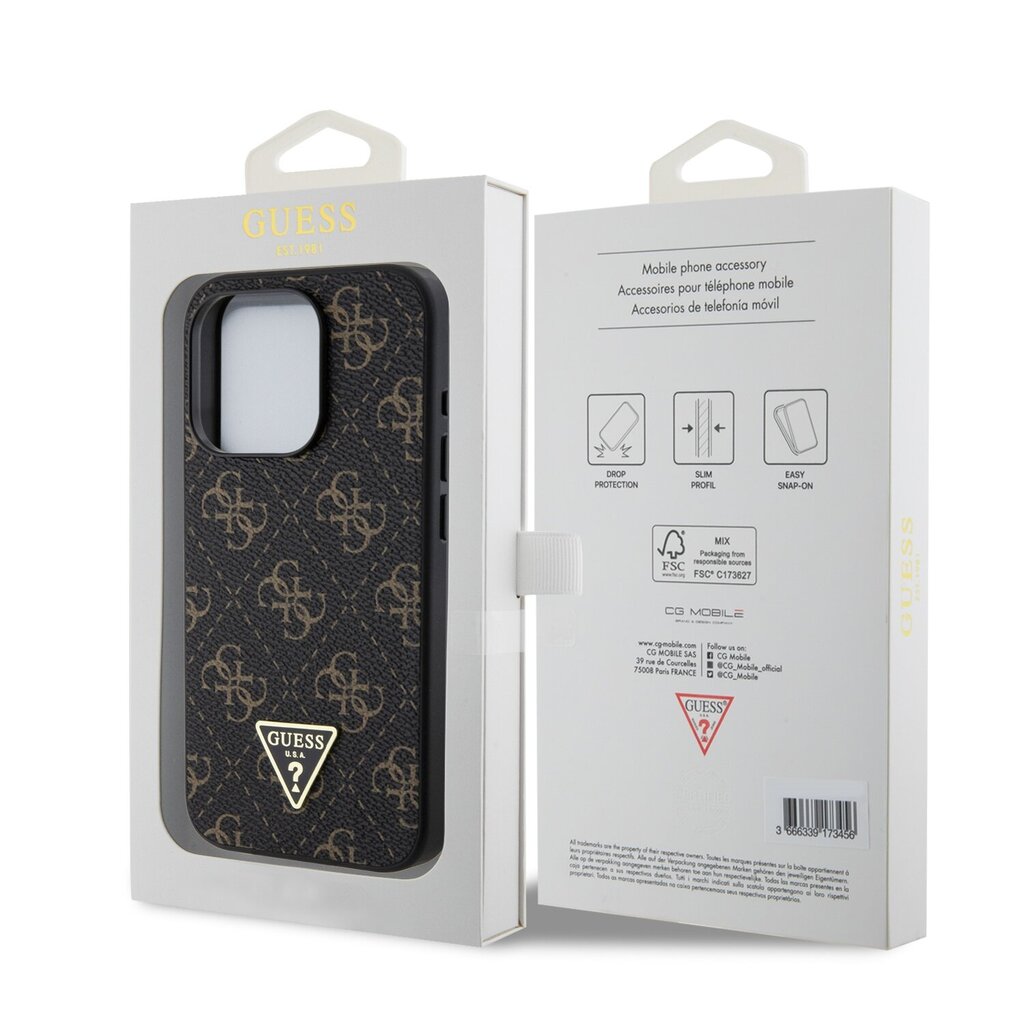 Guess PU Leather 4G Triangle Metal Logo Case cena un informācija | Telefonu vāciņi, maciņi | 220.lv